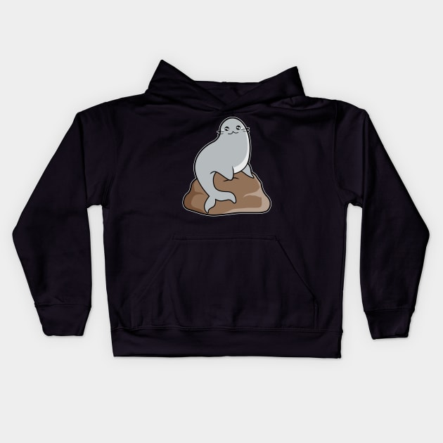 Seal On The Rock Kids Hoodie by Imutobi